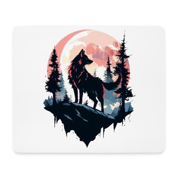 Wolf Moon Night Wolf Head Forest Nature Mountains Wilderness - Mouse Pad (horizontal) - white - Front