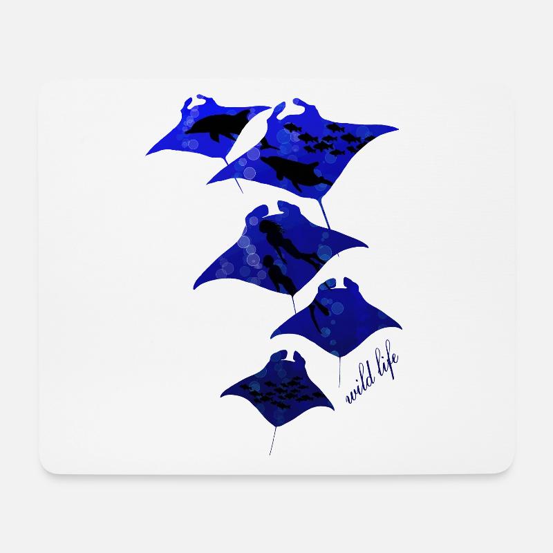 Rochen Wildlife - Mousepad (Querformat) - Weiß