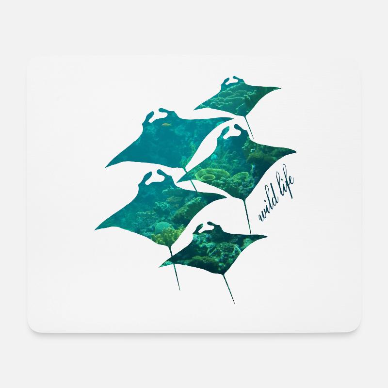 Rochen Wildlife - Mousepad (Querformat) - Weiß