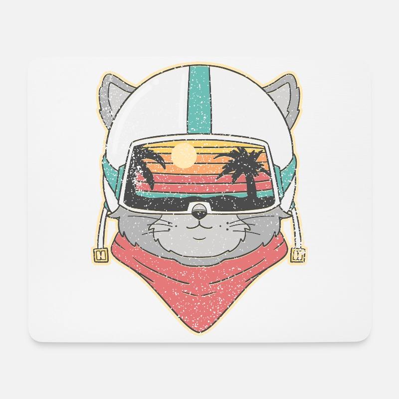 niedliche Retro-Sommerkatze - Mousepad (Querformat) - Weiß