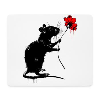 Rat with flower - Mouse Pad (horizontal) - white - Front