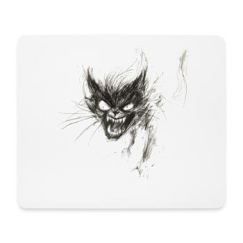 Crazy Cat - Wild Feral Cat Sketch Art Shirt - Mouse Pad (horizontal) - white - Front