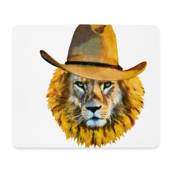 Löwe mit Hut Cowboy Cowboyhut Wilder Westen - Mousepad (Querformat) - Weiß - Vorne