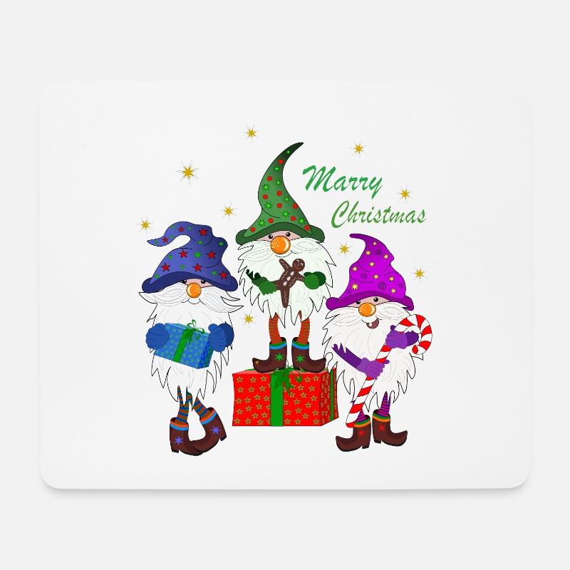 Weihnachten Gnome Kobolde Zwerge Weihnachtsgnome - Mousepad (Querformat) - Weiß