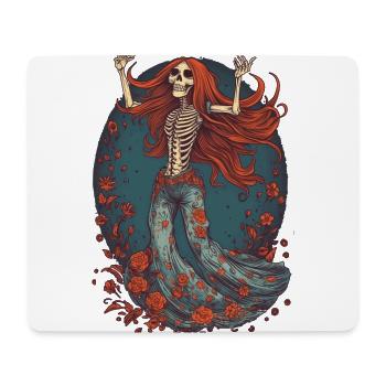 Fröhliches 70er, 80er, 90er Jahre Hippie Skelett - Mousepad (Querformat) - Weiß - Vorne