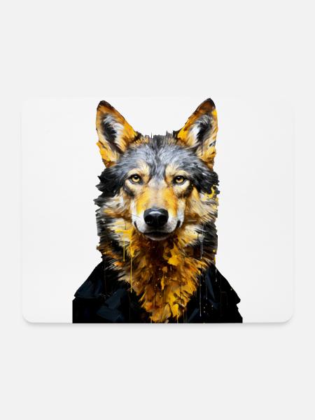 Wolf Tierkunst #wolf - Mousepad (Querformat) - Weiß