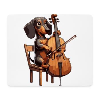 Teckel mignon jouant du violoncelle - Tapis de souris (format paysage) - blanc - Devant