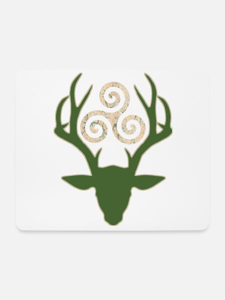 keltisches symbol 1 e 1 mit hirsch - Mousepad (Querformat) - Weiß