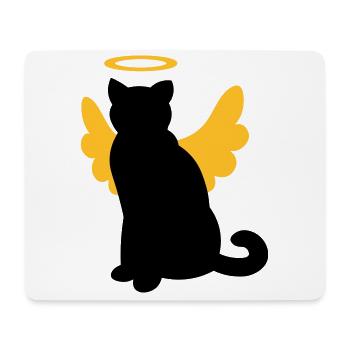 Chat aux ailes d'ange et halo - Tapis de souris (format paysage) - blanc - Devant