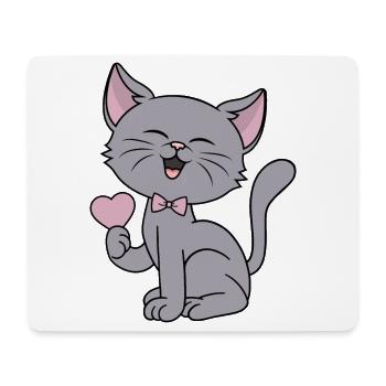 Cat Heart Love Funny Cats Couples Valentine's Day - Mouse Pad (horizontal) - white - Front