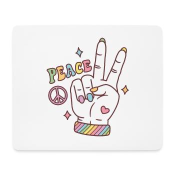 Rainbow Peace Hand Sign Subtle Pride - Mouse Pad (horizontal) - white - Front