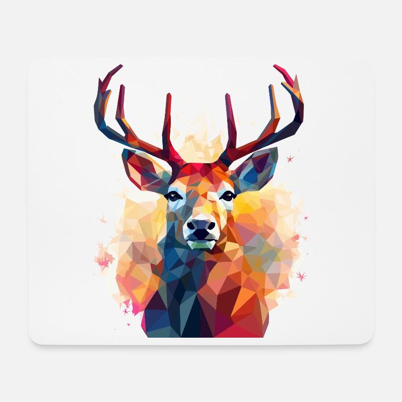 Hirschkopf im Low Polygon Stil - Mousepad (Querformat) - Weiß