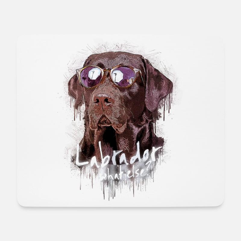 Labrador mit Sonnenbrille - Mousepad (Querformat) - Weiß