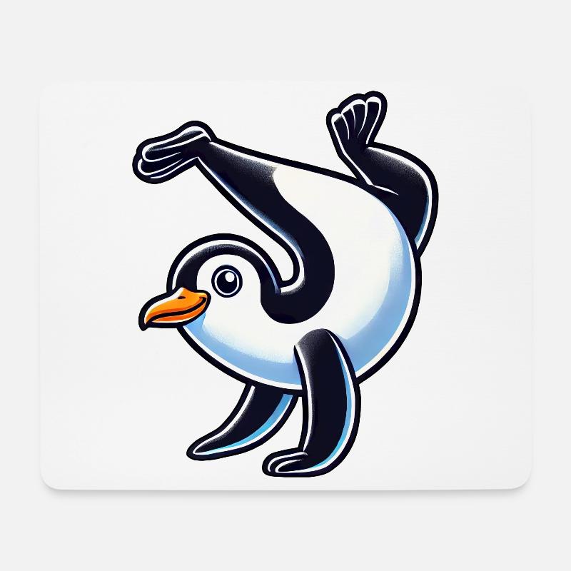 Pinguin Handstand süß Comic Gymnastik - Mousepad (Querformat) - Weiß