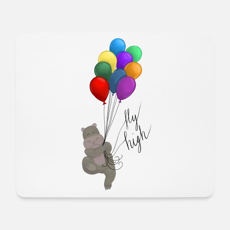 „Fly high“ Nilpferd - Mousepad (Querformat) - Weiß