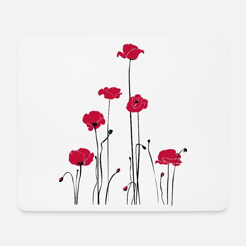Abstrakte Florale Linienkunst. Mohn - Mousepad (Querformat) - Weiß