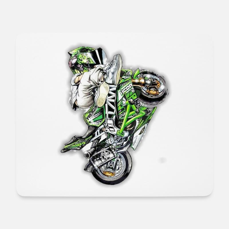 Stunt Biker - Tapis de souris (format paysage) - blanc