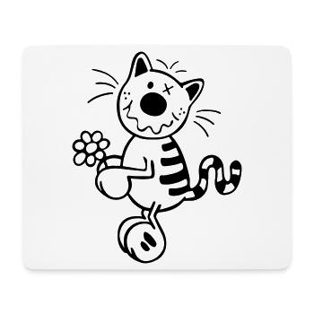 Katze mit Blume - Mousepad (Querformat) - Weiß - Vorne