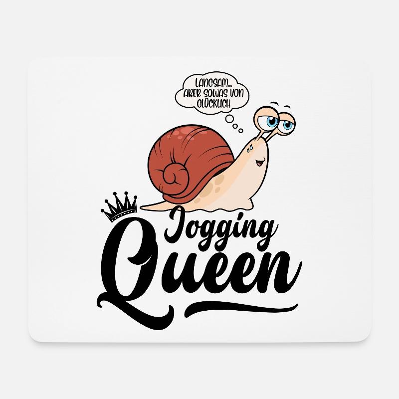 Jogging Queen Schnecke laufen langsam joggen - Mousepad (Querformat) - Weiß