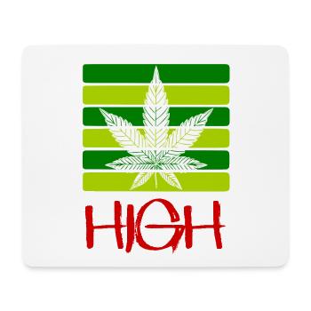 High / Fumer / Cannabis / Chanvre / Feuille de cannabis - Tapis de souris (format paysage) - blanc - Devant