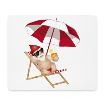 cooler Gartenzwerg im Liegestuhl am Strand - Mousepad (Querformat) - Weiß - Vorne