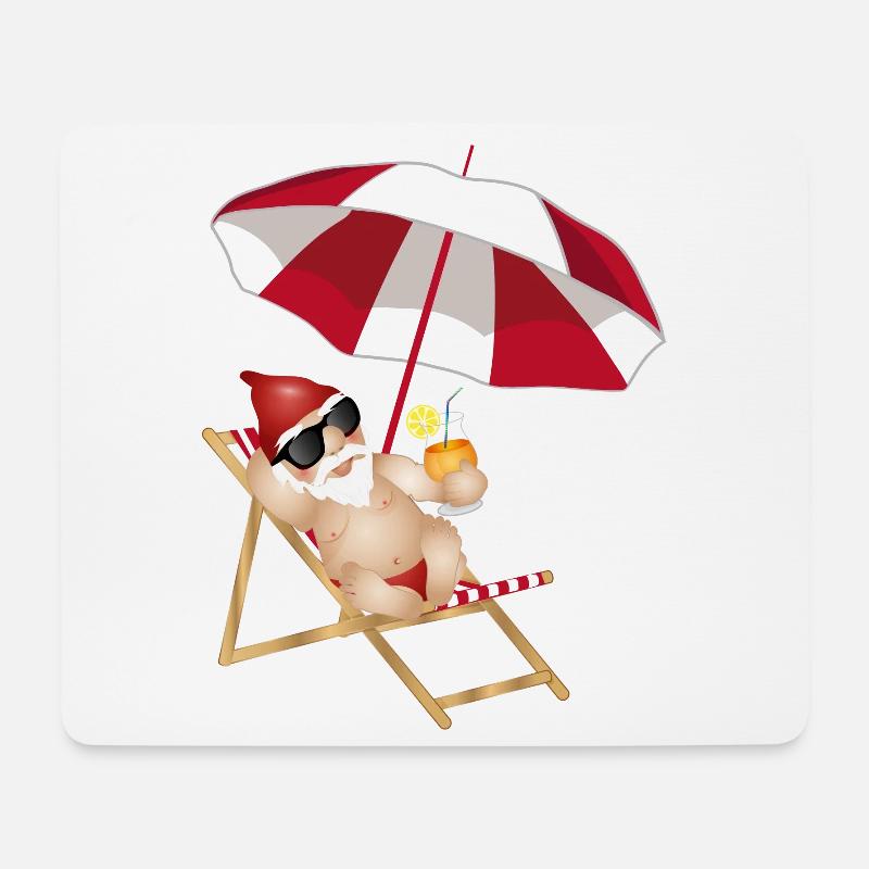 cooler Gartenzwerg im Liegestuhl am Strand - Mousepad (Querformat) - Weiß