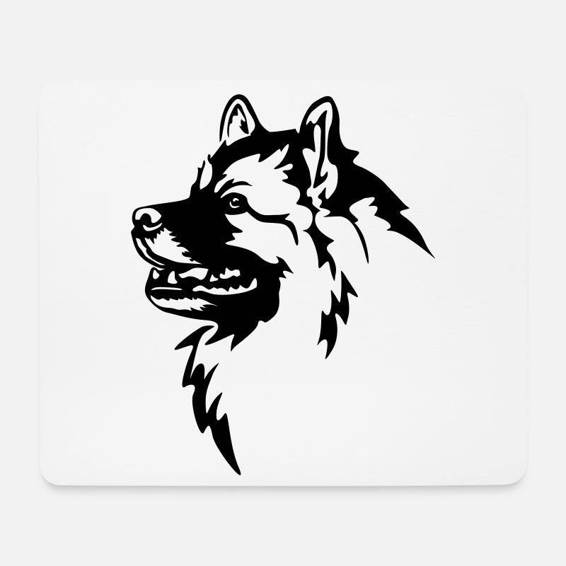 Wolfsspitz Kopf - Mousepad (Querformat) - Weiß