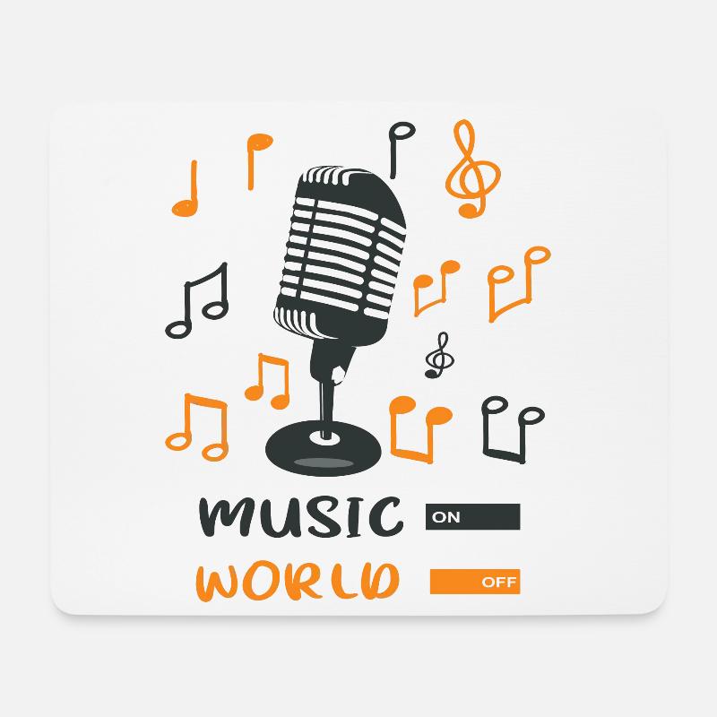 Musik AN Welt AUS - Mousepad (Querformat) - Weiß