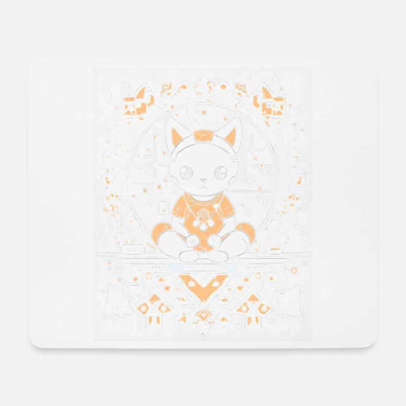 Chat Cosmique Dans Un Mandala De Cristal - Tapis de souris (format paysage) - blanc