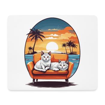 Chats sur canapé - Tapis de souris (format paysage) - blanc - Devant
