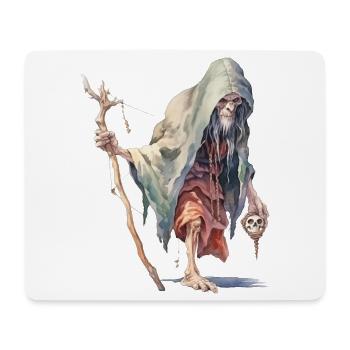 Mage de la Forêt Effrayant – Sorcier de la Dark Fantasy - Tapis de souris (format paysage) - blanc - Devant