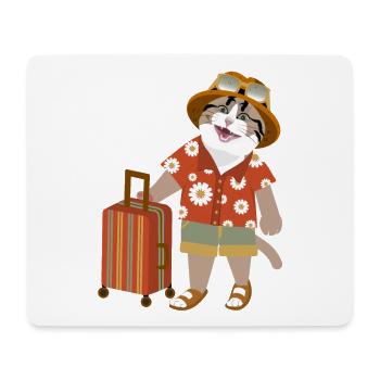 Humeur de voyage de chat - Tapis de souris (format paysage) - blanc - Devant