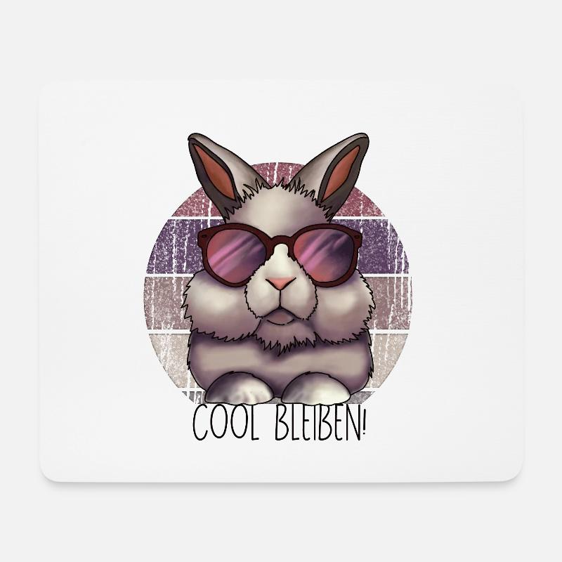 Cool bleiben – Hase mit Sonnenbrille - Mousepad (Querformat) - Weiß