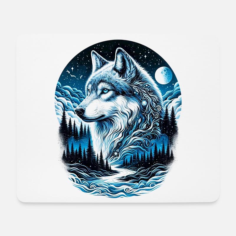 Wolf - Mousepad (Querformat) - Weiß