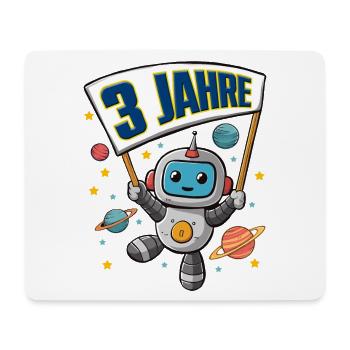 3 Jahre Kleiner Roboter als Astronaut im Weltraum - Mousepad (Querformat) - Weiß - Vorne