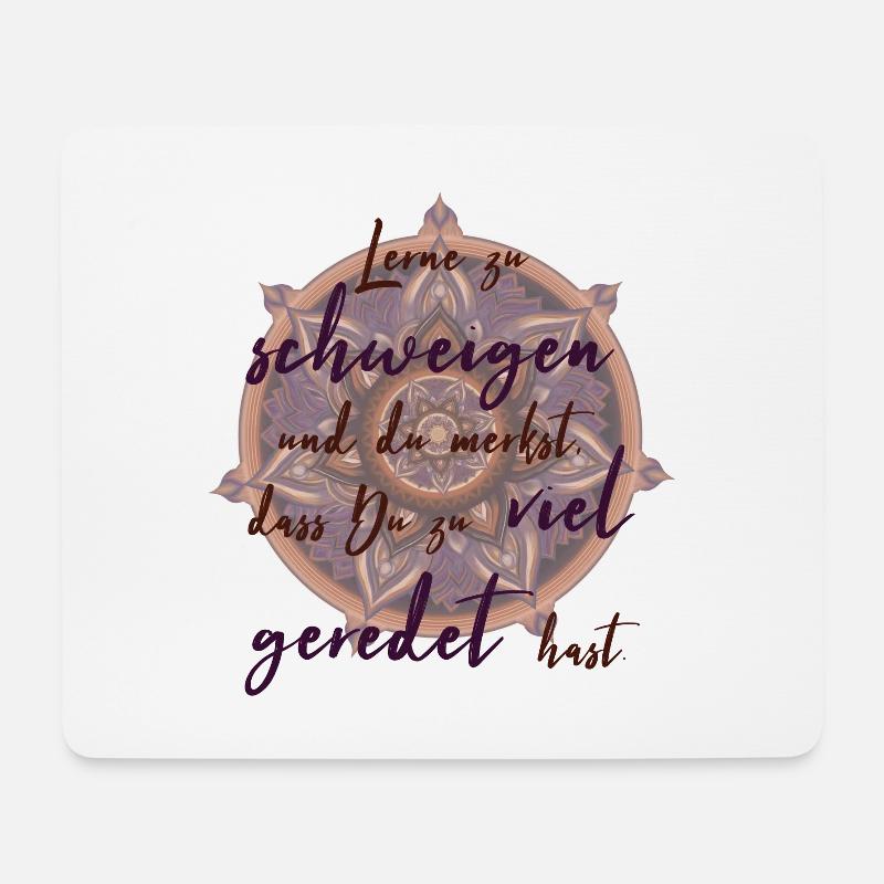 Lerne zu schweigen – Spirituelles Zitat Design - Mousepad (Querformat) - Weiß