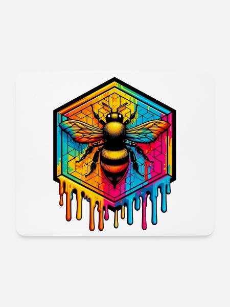 Biene - Mousepad (Querformat) - Weiß