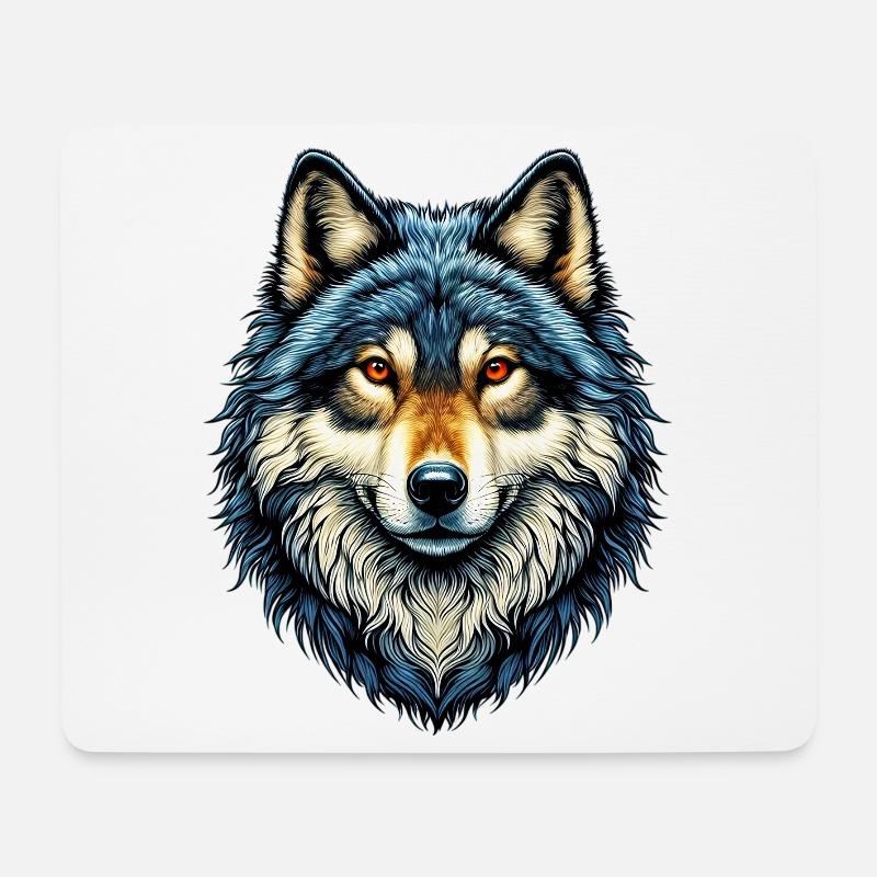 Wolf - Mousepad (Querformat) - Weiß