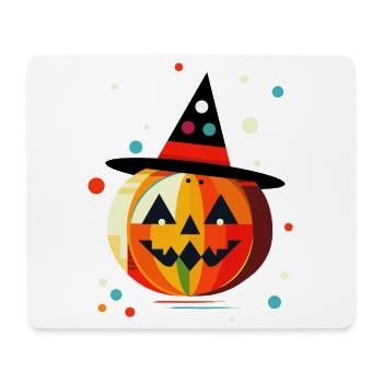 Halloween Kürbis in bunten Farben mit Hexenhut - Mousepad (Querformat) - Weiß - Vorne
