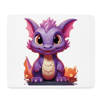 Farbenfroher Drache mit niedlichem Ausdruck - Mousepad (Querformat) - Weiß - Vorne