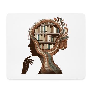 Bücher Kopf Illustration Denken Wissen - Mousepad (Querformat) - Weiß - Vorne