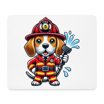 Beagle Feuerwehrmann Design - Mousepad (Querformat) - Weiß - Vorne