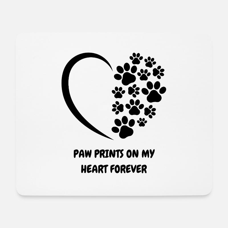 Paw Prints on My Heart Forever – Herz mit Pfoten - Mousepad (Querformat) - Weiß
