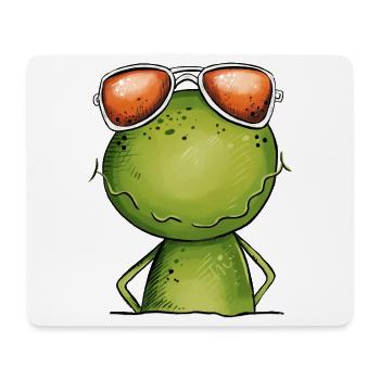 Cooler Frosch Mit Brille - Mousepad (Querformat) - Weiß - Vorne