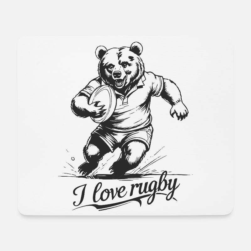 rugby - Tapis de souris (format paysage) - blanc