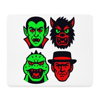 4 Grusel-Monster - Mousepad (Querformat) - Weiß - Vorne