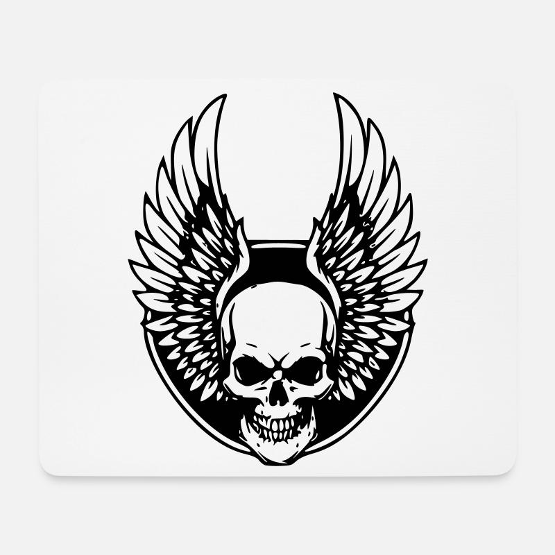 Todeskralle mit Engelsflügeln - Mousepad (Querformat) - Weiß