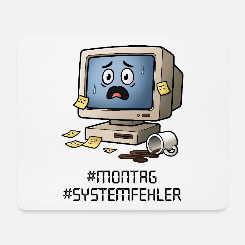 #Montag #Systemfehler – Retro PC, Coffee & Office Humor - Mouse Pad (horizontal) - white