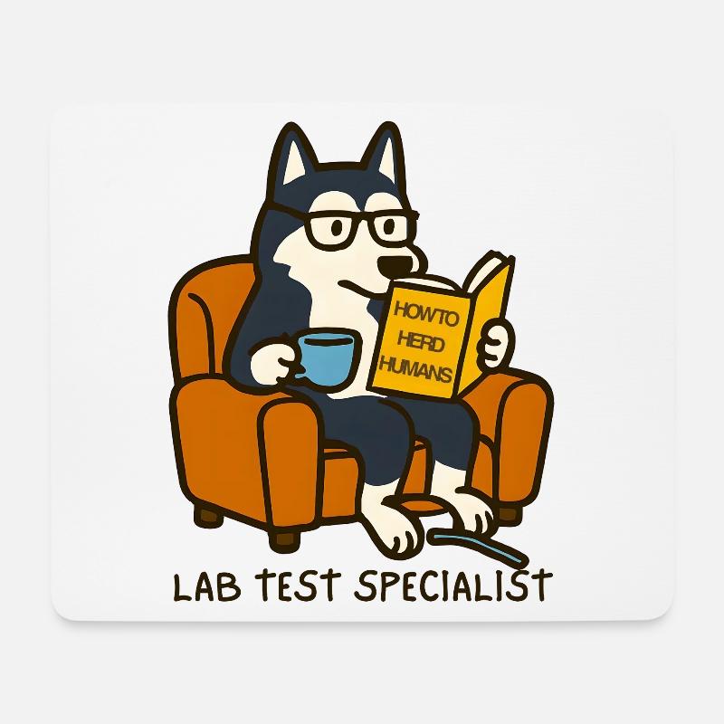 Husky Lesebrille T-Shirt Design - Mousepad (Querformat) - Weiß