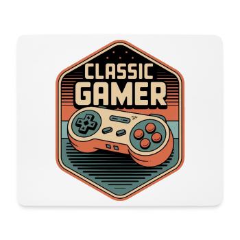 Classic Gamer Retro Controller Badge - Mousepad (Querformat) - Weiß - Vorne